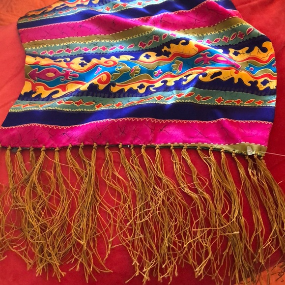 Silk scarf / gorgeous bright colors - Picture 3 of 3